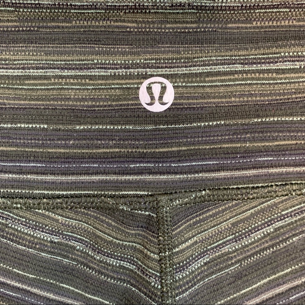 Lululemon Wunder Under Leggings Green Stripe 6 - Picture 4 of 7